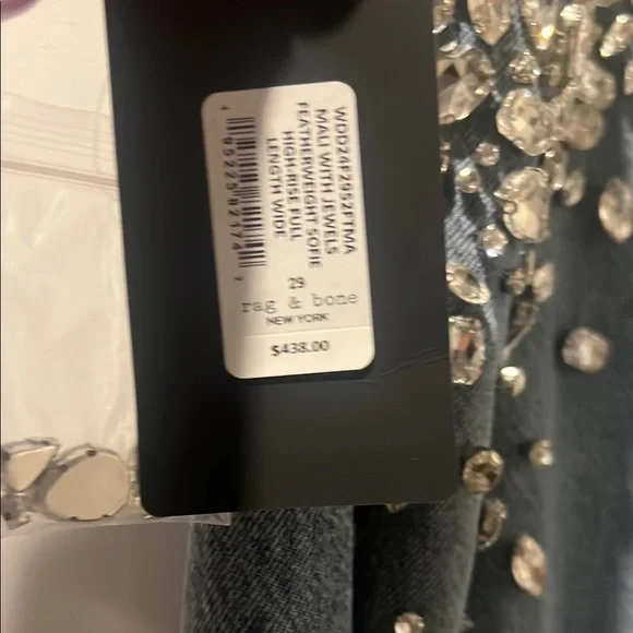 rag & bone Light Blue Embellished Flare Jeans - Picture 2 of 11